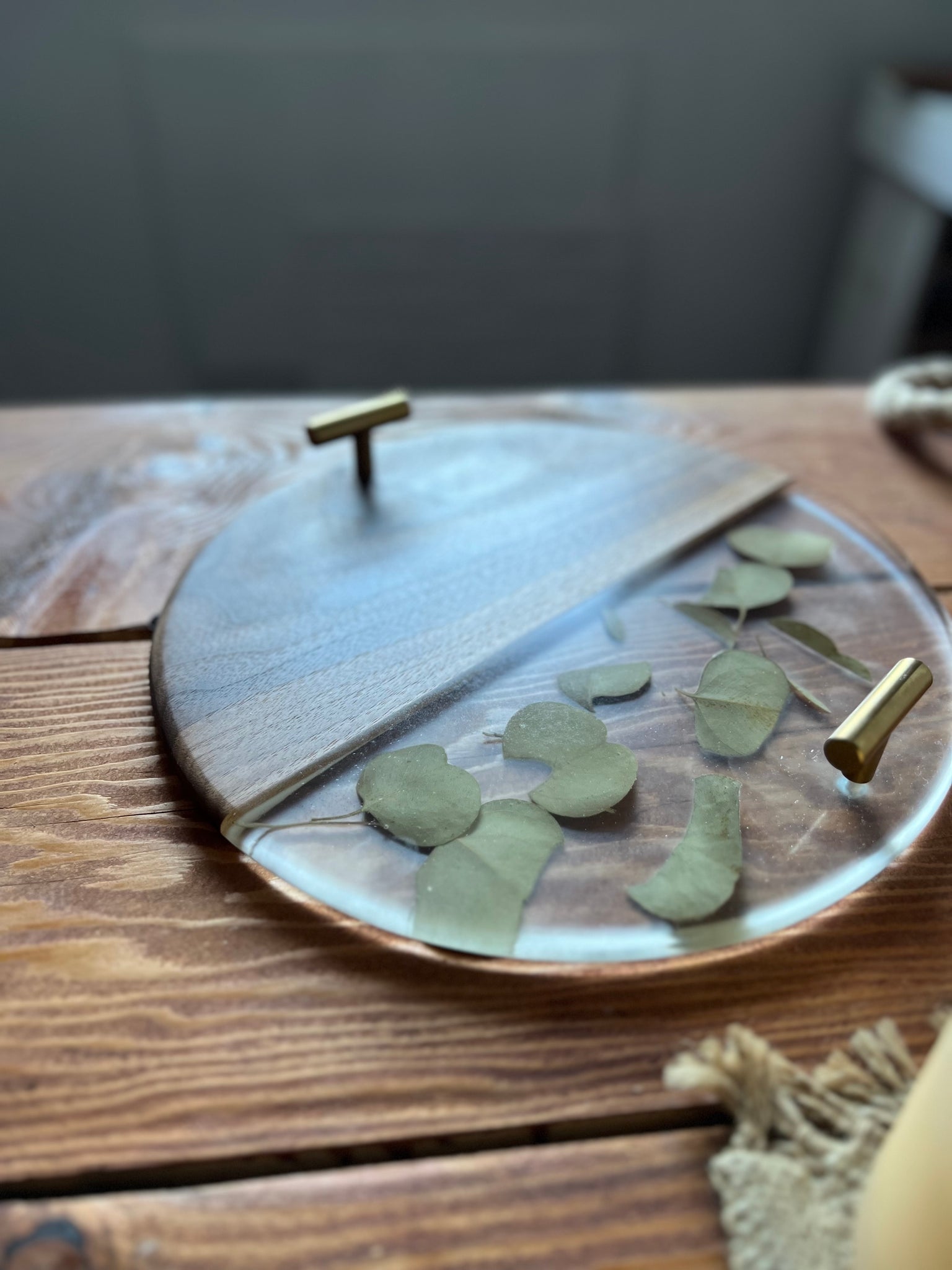 Walnut and Eucalyptus Serving Round