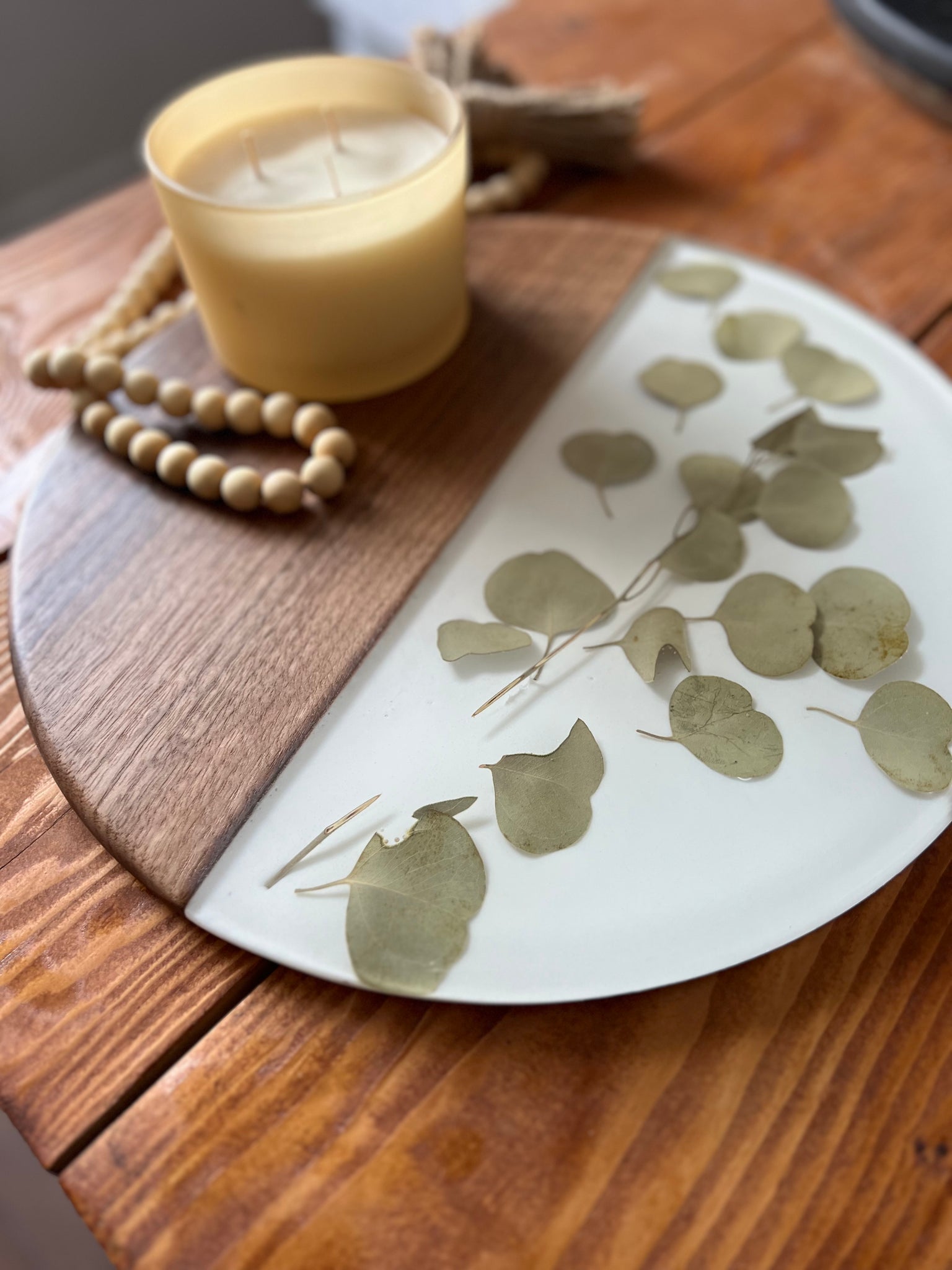 Walnut and Dried Eucalyptus Serving Board